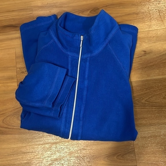 Ladies Full Zip Jacket Bold Blue sweater sweatshirt size XXL Kirkland Top - Picture 9 of 9